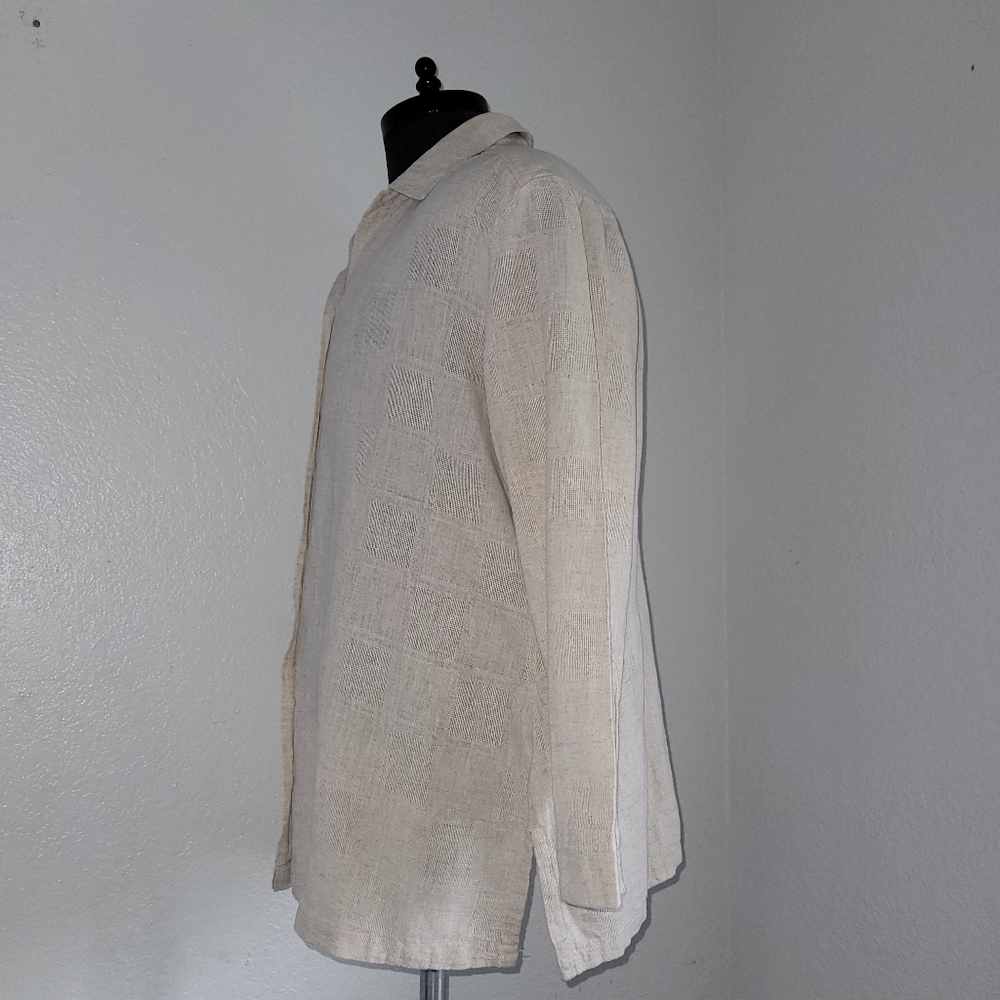 Classic Elements Cream Casual Button Down Women's Plus Size 16/18W Linen Shirt - Picture 4 of 9